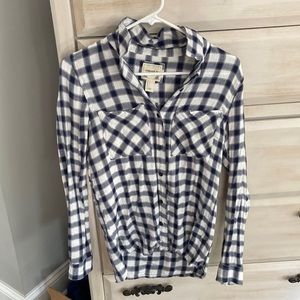 Navy blue button up flannel